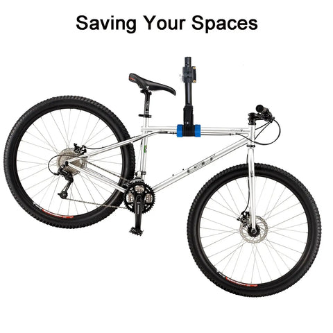 Must Have Space Saving Bike Repair Stand For Easy Maintenance, Beast Of A Clamp With 1.2 To 2.5 Inch Range holding a bicycle