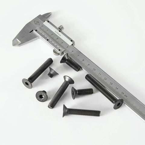 Shop Ready M8 Metric Socket Head Cap Screws Assortment Kit With Flat Countersunk Heads and Fully Threaded Design, showing various lengths.