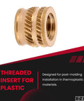 Plastic Threaded Inserts One Quarter Twenty Brass Tapered Single Vane Pack Of Fifty for ultrasonic and heat driver installation