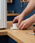 Person installing Diyeah Industrial Dryer Discharge Flange Adapter Steel Bottom Outlet Connector on a wooden surface.