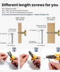 Rock Solid Brushed Gold Cabinet Knobs for Kitchen Drawers and Furniture, 1-1/4 Inch Round Hardware with Premium Zinc Build, Includes Mounting Screws, 10-Pack Set with varying screws for installation.