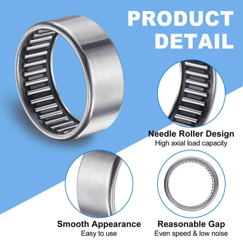 Straight From The Shop One Way Needle Roller Bearing Clutch 1/4 Inch Bore 7/16 Inch OD 1/2 Inch Width Built Tough St14 Steel Cup Precision Gcr15 Rollers Grease Packed Reverse Idler 5 Pack, detailed roller view.