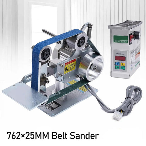Shop Ready Heavy Duty 550W Brushless Belt Sander Plus Bench Polisher, 762x25MM belt, all steel frame for grinding and sanding.