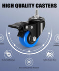2 Inch Heavy Duty Threaded Stem Caster Wheels Set Of 4 With 3/8-16 Threaded Screws, Dual Locking Swivel Casters, 150 Lb Per Caster