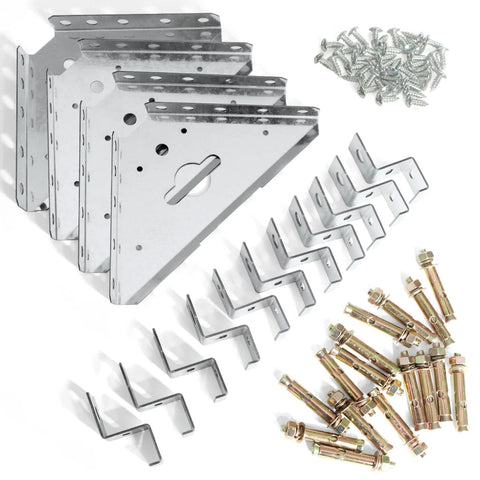 Concrete Shed Anchor Kit For Sheds And Garages With Four Steel Corner Gussets Hold Down Clips Bolts And Screws