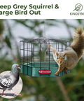 Ultra Sturdy Squirrel Proof Platform Bird Feeder for Outdoor Hanging 10 Inch Wide Metal Cage With Seed Tray Green Recycled Plastic Feeding Platform Attracts Finches And Small Wild Birds While Blocking Squirrels