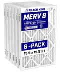 MERV 8 Pleated Air Filter 15.5 X 19.5 X 1 Inch Six Pack For Dust And Allergy Control Made In USA Electrostatic HVAC Furnace Filter