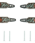 Hella Charismatic Six Inch Wide Set Of Four Western Red Rose Cabinet Pulls With Sweeping Green Vine And Lush Scroll Detailing Hand Cast Resin Drawer Handles Rustic Weathered Finish Kitchen Hardware with screws.