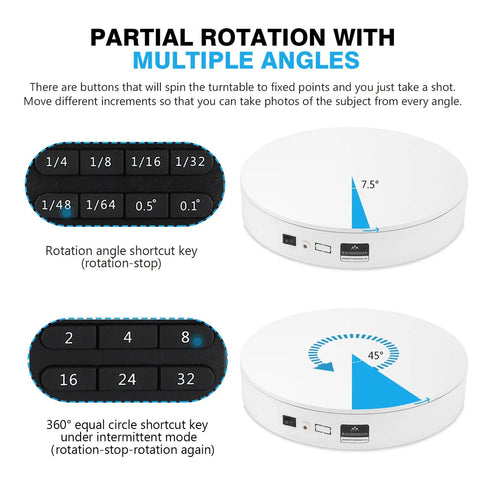 Control panel of Heavy Duty Motorized 360 Degree Photography Turntable With Remote for precise angle adjustments.