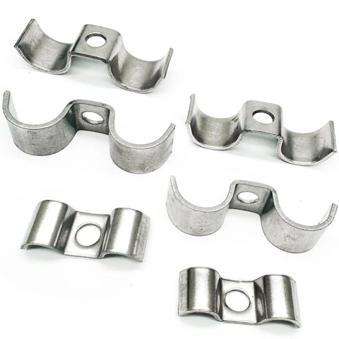 12mm Stainless Steel Double Line Clamps Kit With Hex Socket Screws M5 By 12 Silver Tone Pack Of 10 Durable 304 Stainless Steel Construction for dry and humid environments ideal for marine industrial automotive and DIY projects.