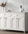 White cabinet with Champagne Bronze Cabinet Knobs Set 30 Pack Round Dresser Drawer Handles for Cabinets and Kitchen, modern decor.