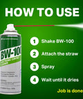 Front view of BW-100 non-flammable electronic contact cleaner aerosol can, 8 oz (225 g), green label.