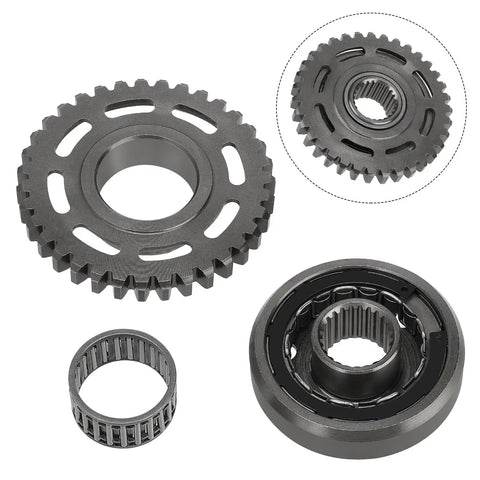 High One Way Clutch Starter Gear Plus Premium Gasket Kit For Honda TRX450ER Atv 2006 Through 2014 Heavy steel gear components.
