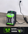 Cordless 60V Electric Leaf Blower With 810 CFM And Variable Speed, Includes 2.5Ah Battery And Charger on wooden floor
