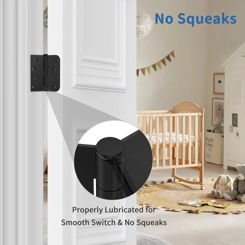 6 Pack Matte Black 4 Inch Door Hinges For Exterior Heavy Duty Iron Construction Tough As Nails With Every Screw Needed For Quick Install to show smooth operation.