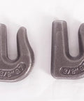 Two Three Eighths Inch Weld On Forged Clevis Grab Chain Hooks Grade 70 Heavy Duty Beefy Workhorse in rust-resistant steel.