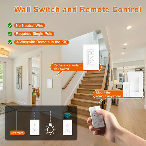 Smart 12V To 24V Dimmer Switch With Remote And Alexa Voice Control For LED Strip Lights mounted in a stylish home interior.