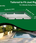 All Weather Patio Swing Canopy Replacement Cover For Outdoor Garden Yard Porch Two Seat Swing UV Waterproof 420D Oxford Cloth Green 65x45 Inches Heavy Duty Rain Snow Sun Protection Shade Built To Last with measurement details