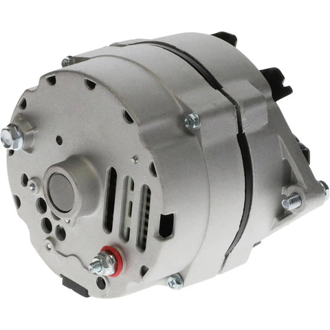 Straight Bolt Swap 10SI Alternator Conversion Kit For Ford Jubilee NAA Tractors 12 Volt 63 Amp front view of silver alternator.