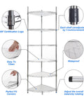 Built Like A Tank 6 Tier Metal Corner Wire Shelf With Waterproof Liners And Adjustable Leveling Feet Detachable Garage Storage Rack And Heavy Duty Basement Organizer For Any Home Setup 420 Lb Capacity with NSF logo.
