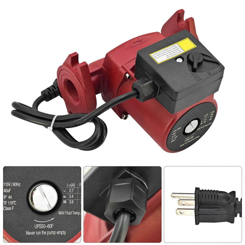 Heavy Duty Hot Water Circulator Pump Compatible With Grundfos Ups50 60F Featuring Solid Cast Iron Housing And Three Speed Motor Runs Smooth And Gets That Water Flowing Fast, showing electrical components and connection.
