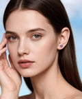 Top Shelf Implant Grade Titanium Screw Back Earrings Hypoallergenic Nickel Free Frame Crafted For Sensitive Skin With Fresh Gemstone Settings worn by a model with a natural look.