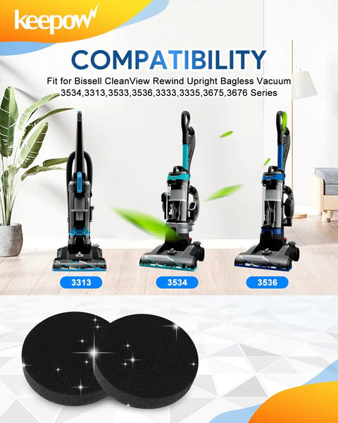 Vacuum Filter Replacement For CleanView Rewind Upright Bagless Vacuums Models 3533 3313 3333 3534 3536 3675 3676 3335 4 Pack Washable