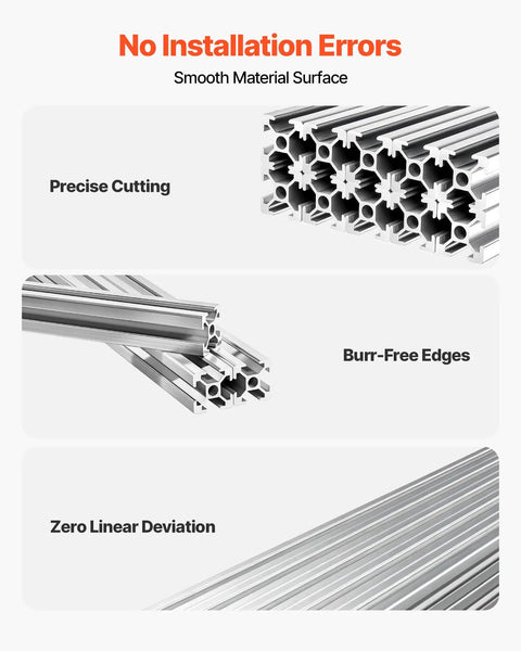 Kickass 2020 Aluminum Extrusion Profile Featuring Slick Anodized T Slot Linear Rail for Heavy Duty CNC and 3D Printer DIY Workbench Assembly Silver 10 Pack with burr-free edges and smooth surface.