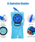 Ultra Lightweight Hydration Backpack With 2L Water Bladder for cycling, with blue bite valve and ergonomic handle