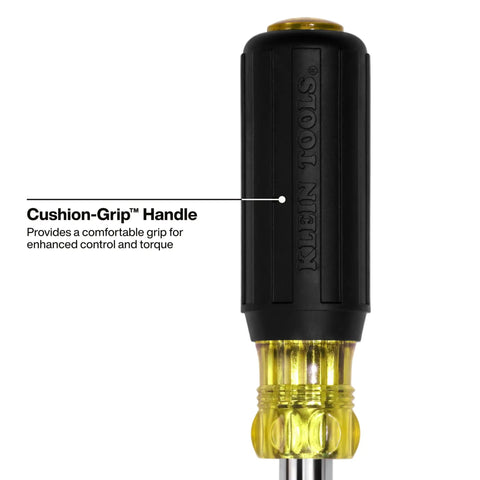 Multi Bit Screwdriver And Nut Driver Set With Comfy Cushion Grip Handles Precision Heat Treated Bits Includes Stubby Tool close-up of cushion-grip handle.