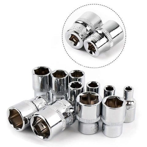 Tough As Nails 11 Pc Socket Set And Hex Wrench Kit Long Reach Extension For Tight Spaces with chrome steel sockets.