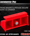 Screwdriver Pro Modular Organizer For 13 Tools With Magnetic Base Red Made In USA shown in red with strong magnet