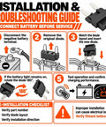 Installation and troubleshooting guide for High Output Eight Pack Multi Function Diode Set, detailing battery disconnect and diode replacement steps.