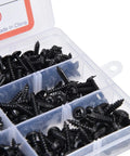 380Pcs Self Tapping Screws Kit Black Carbon Steel Round Head Self Drilling Screws With Washer For Sheet Metal Wood