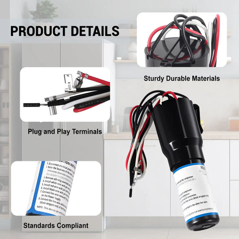 2 Pack Rco210 3 In 1 Hard Start Capacitor Kit For 1 3 To 1 2 Hp Systems with plug and play terminals and durable materials.