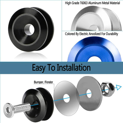 Universal CNC Billet Quick Release Front And Rear Bumper Fasteners Kit For Cars Stainless Steel Bolts Set 12 Piece