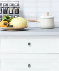 Kitchen cabinets with White Clematis Flower Round Cabinet Knobs 1.37 Inch 4 Pack For Kitchen Cabinets And Drawers White Drawer Pulls