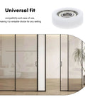 Top Shelf Set Of 4 Sliding Door And Window Pulleys Zero Sweat Replacement Nylon Guide Rollers Easy Install close-up of a roller for smooth operation.