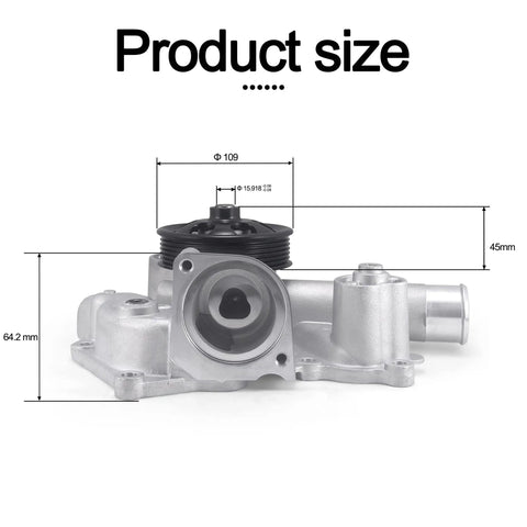 Pro Level Water Pump Conversion Built To Run Smooth And Dodge The Stress Featuring Durable Sealed Bearings And Leak Free Gaskets Cools 5.7 Liter And 6.4 Liter Engines Piping Hot In 2011 Plus Charger Bodies, showing dimensions and design.