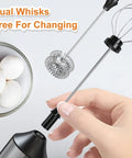 Rechargeable Handheld Milk Frother With Stainless Steel Stand Three Speeds Electric Milk Whisk For Latte And Cappuccino Cordless
