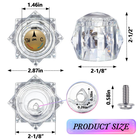 One Pack Clear Faucet Handle Compatible With Delta RP2391 Replacement Knob For Shower And Tub With Offset Hole dimensions