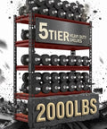 Badass Heavy Duty Five Tier Metal Storage Shelving Unit With Adjustable Height Shelves And Serious Two Thousand Pound Load Capacity for organized weight storage.