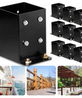 Railing Post Base 4X4 Real Size 3.5X3.5 Inches 10 Pack Black With Screws Heavy Duty Ground Anchor For Decks Gates Fences Mailboxes And More