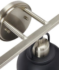 Dope Three Light Vanity Light With Shaded Globe Bulbs Metal Wall Mount In Matte Black With Brushed Nickel Accents base detail