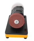 20V Cordless Mini Bench Grinder With Variable Speed Control 2000 To 6000 Rpm front view showing dual grinding wheels.