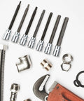 3 8 Inch Drive Badass Xxl Extra Long Bits Socket Wrench Set with Heavy Duty Ratcheting Tools displayed with various hardware components.