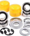 Heavy Duty Front Wheel Bushing To Bearing Conversion Kit For John Deere La Series with premium yellow hub caps and heat treated hardware.