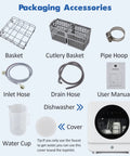 No Sweat Setup Portable Countertop Dishwasher With Five Liter Tank And Faucet Hose Six Wash Programs Compact Drying Rack accessories.
