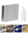 30 Piece Wood Blind And Shutter Fastener Repair Kit With Tilt Rod Pins Dowel Pegs Pivot Hardware Hanging Clips, Includes metal staples.