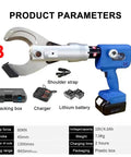 Copper and Aluminum Armored Cable Cutter With Electric Hydraulic Cutting Tool and accessories including battery, charger.